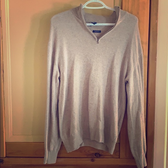 Cashmere Blend Long Sleeve Half Zipper Sweater - Picture 1 of 5